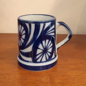 Vintage NORDIC Blue CJ Peterson Hand Painted Coffee Cup Japan - Wheels